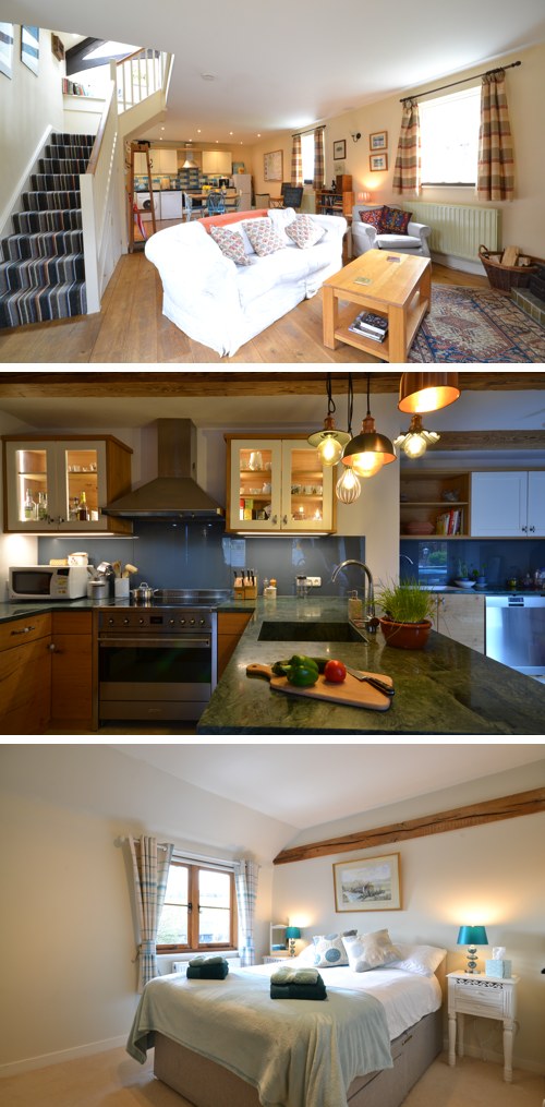 Three images of holiday lets interiors